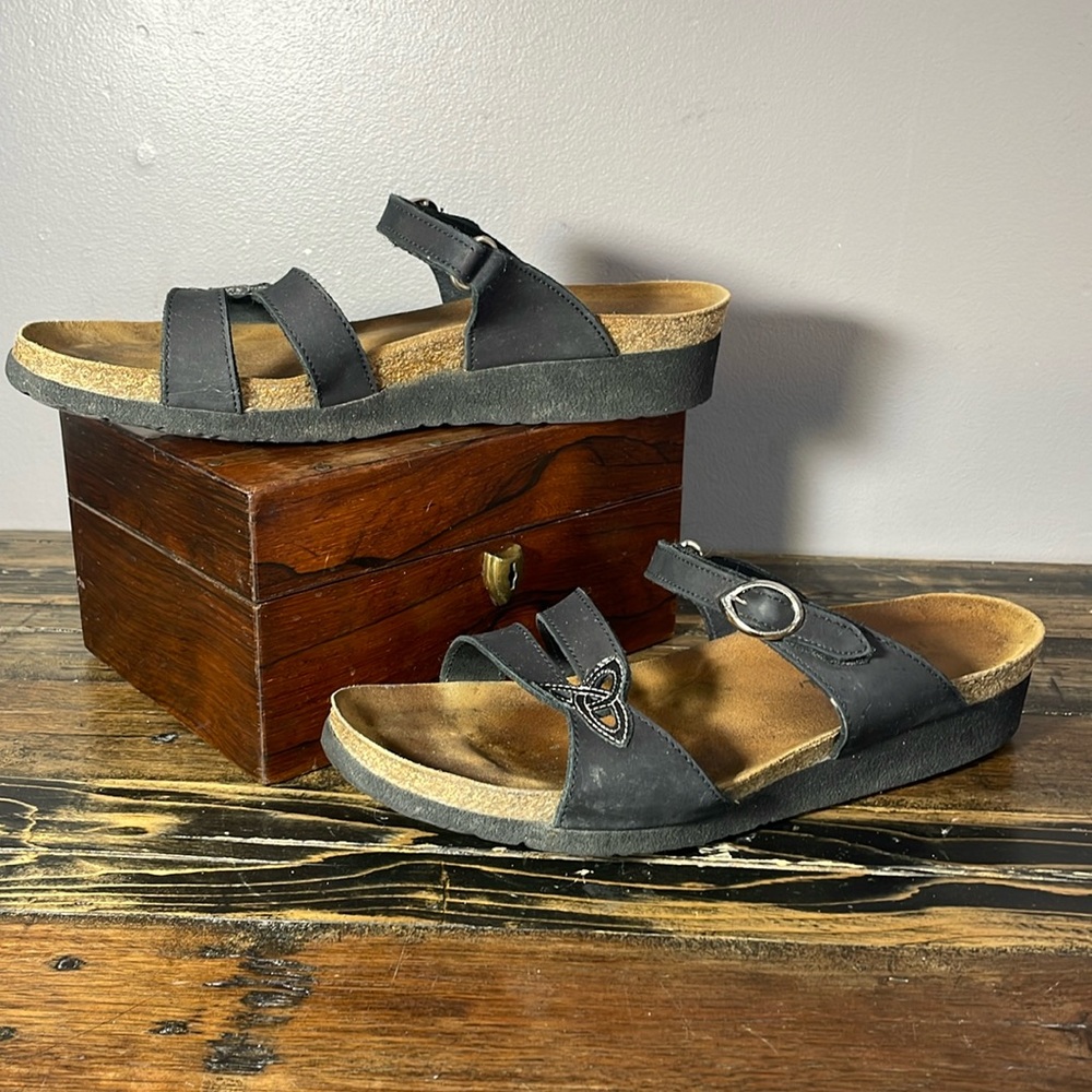Naot black sandals with adjustable strap.  Leather size 41 - super comfortable!